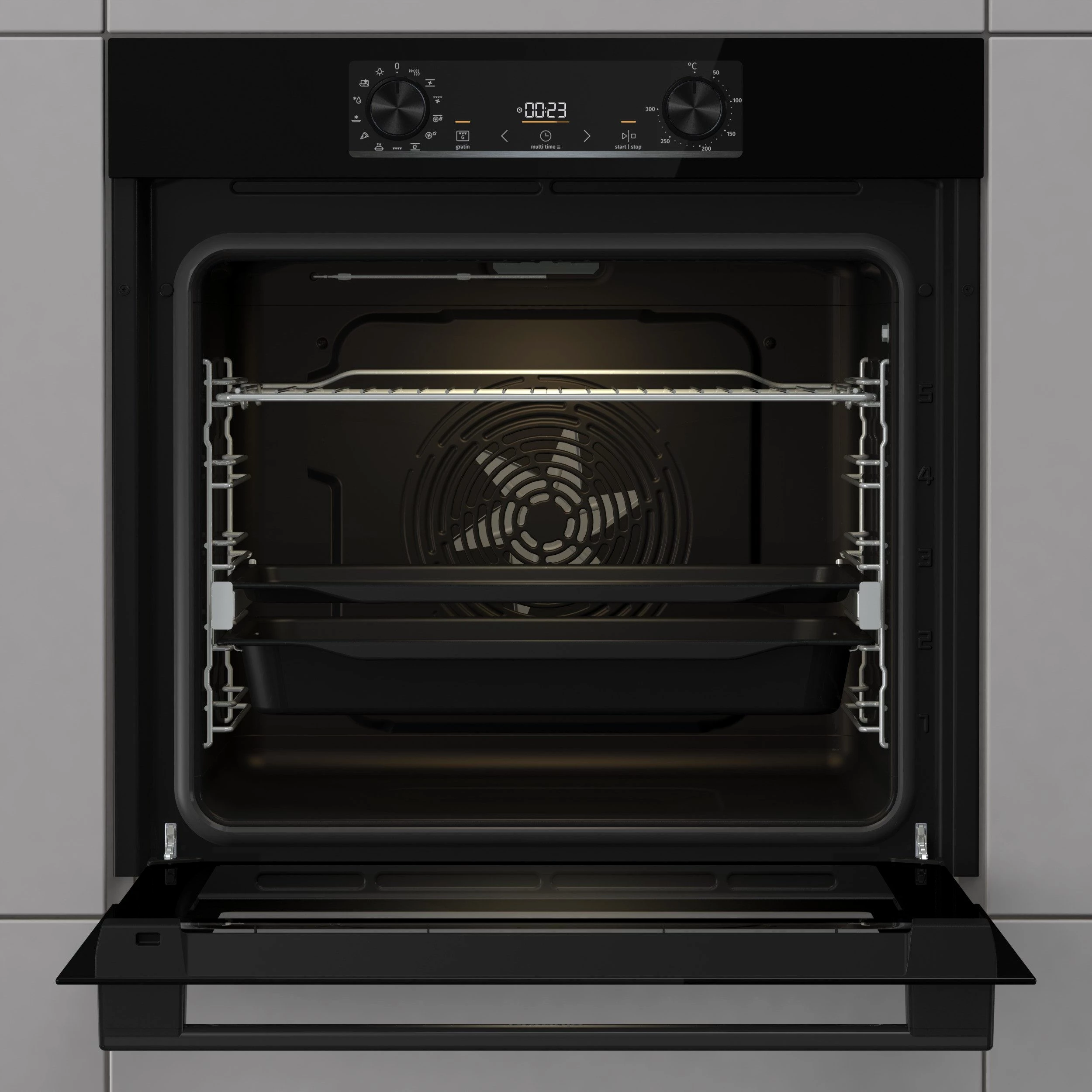 GORENJE Backofen-Set Black Pacific Basic Set, mit 1-fach-Teleskopauszug, Aqua Clean