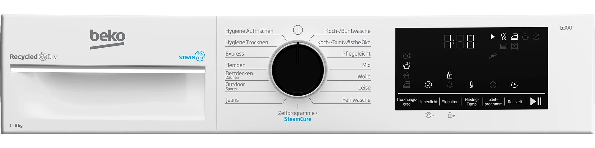 BEKO Wärmepumpentrockner B3TO82C9W, Multifunktionsdisplay